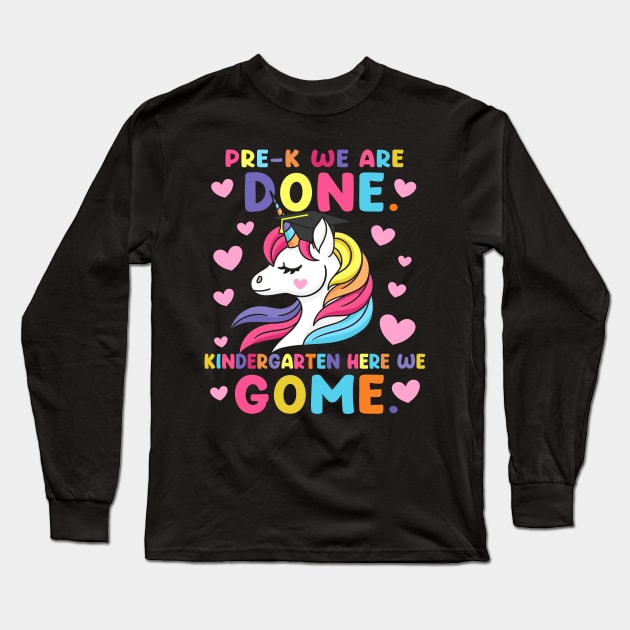 Girls Pre-K Graduation Magical Unicorn Long Sleeve T-Shirt by Xonmau